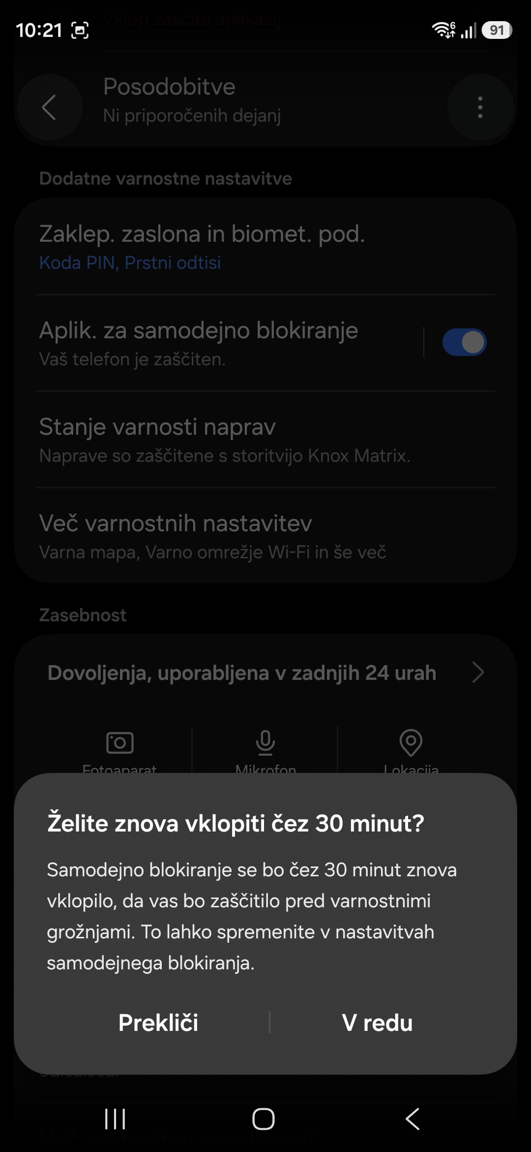 Izklopi Samsungovo samodejno blokiranje — posnetek 3/3
