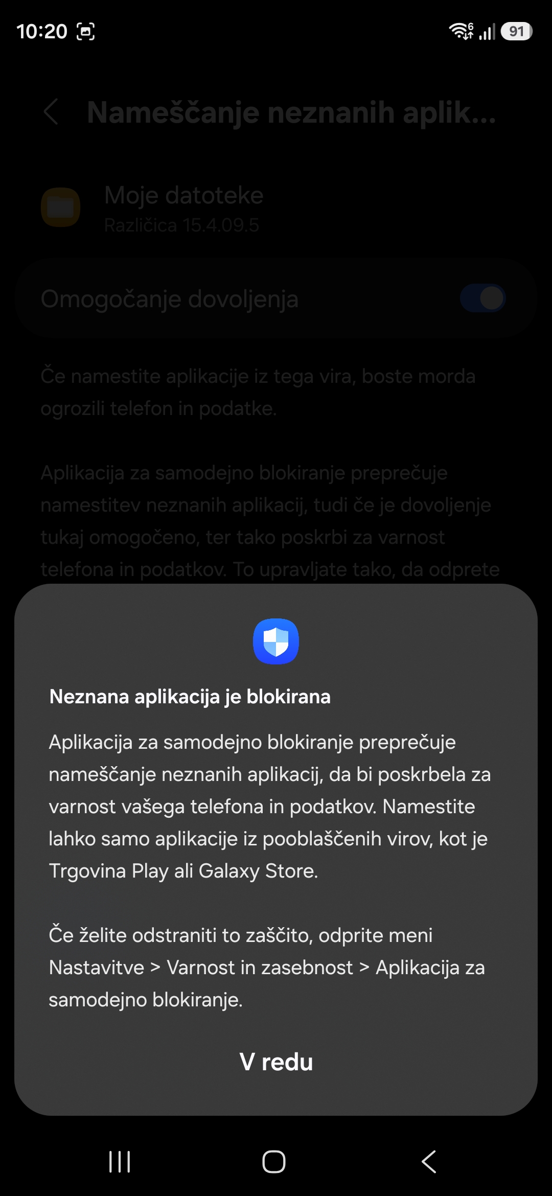 Izklopi Samsungovo samodejno blokiranje — posnetek 1/3
