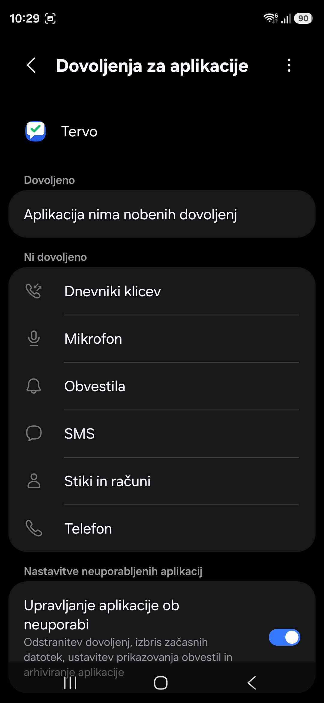 Dovoli dostop do klicev, SMS in obvestil — posnetek 2/2