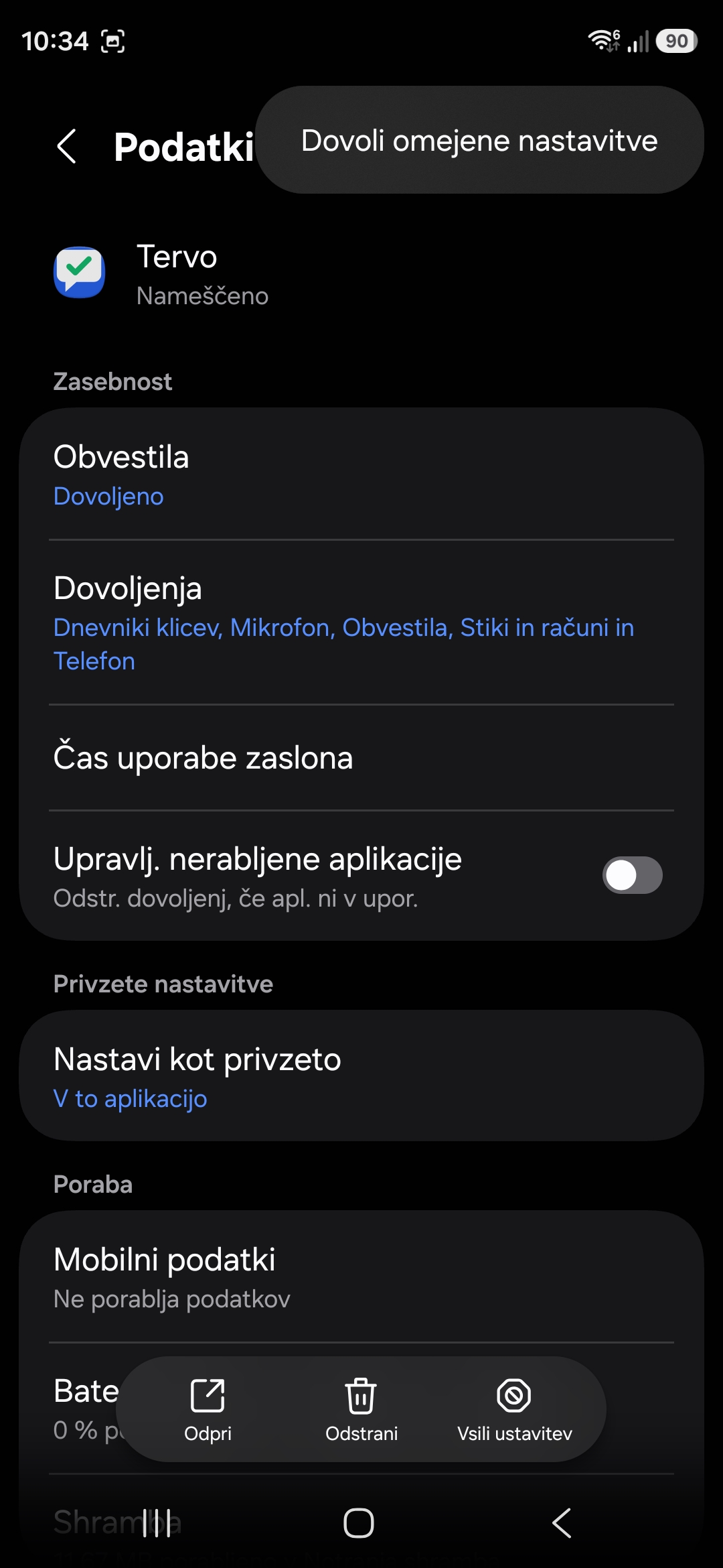 Dovoli omejene nastavitve — posnetek 3/3