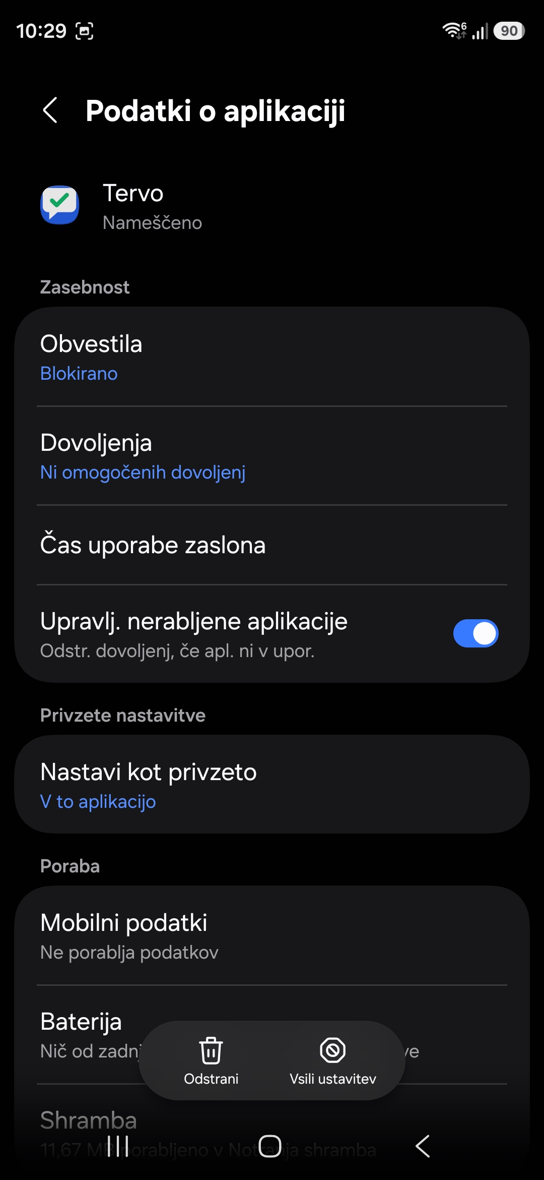 Dovoli omejene nastavitve — posnetek 2/3