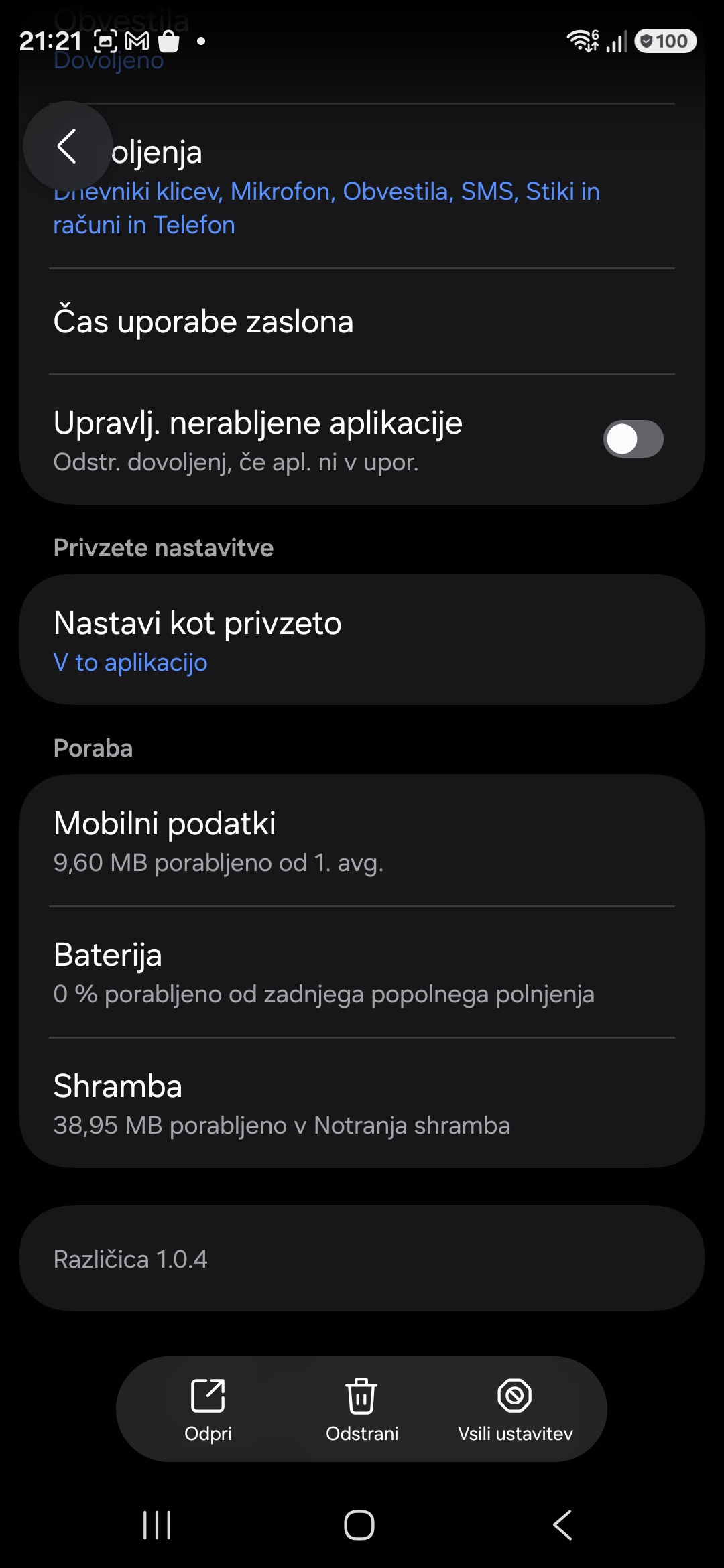 Izvzemi Tervo iz optimizacije baterije — posnetek 1/2
